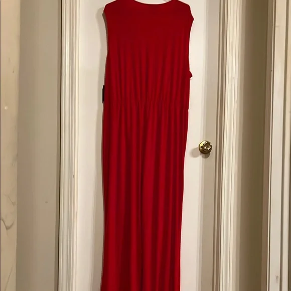 Vibrant Red Wrap Jumpsuit with Flowing Silhouette - Picture 9 of 9